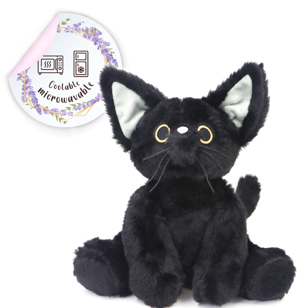 Black/Lavender Microwavable Cat Heating Pad With Scent, Soft Plush Heat And Cold Therapy Pillow