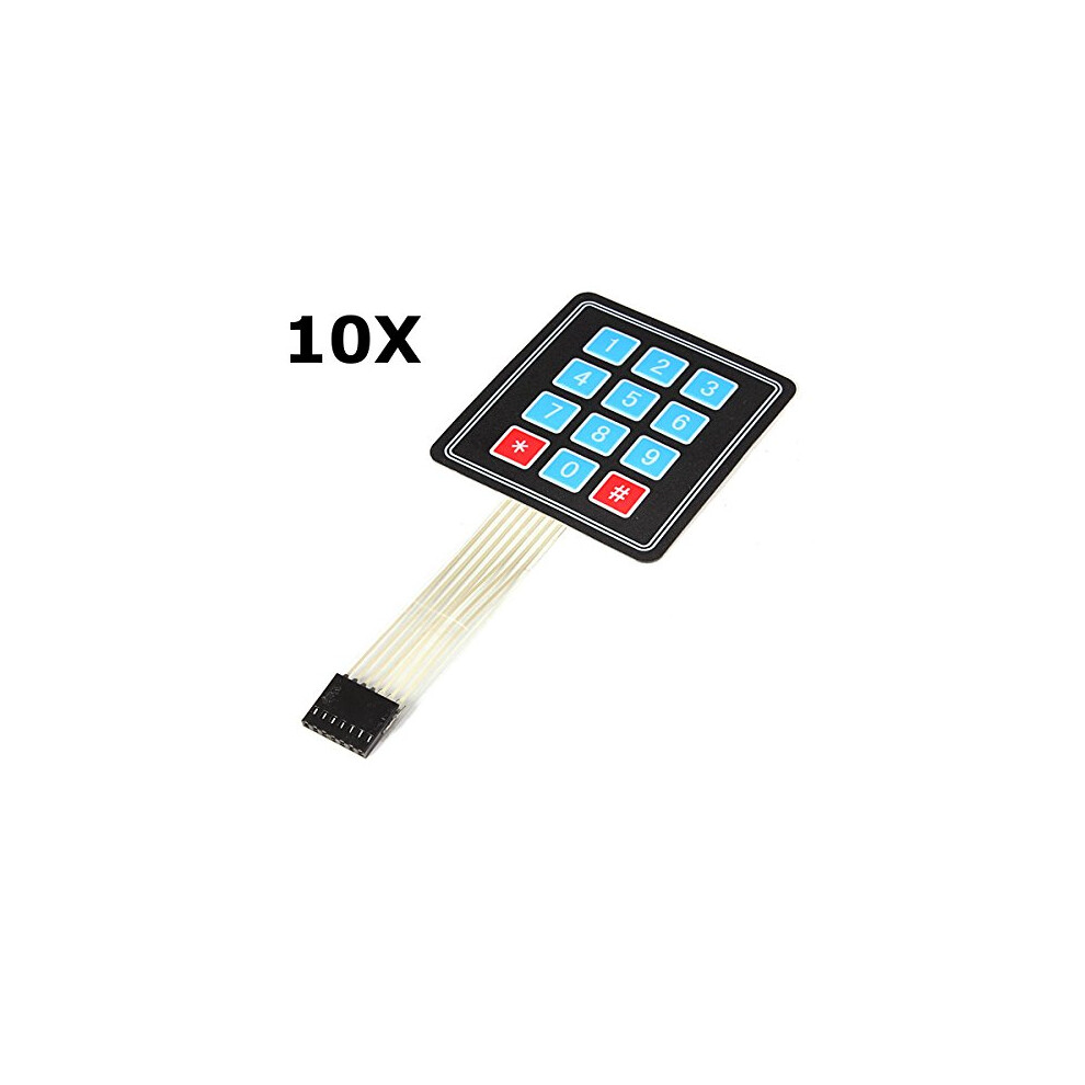 10Pcs 4X3 Matrix Membrane Switch Keypad For Arduino, 12Key Numeric Microcontroller Set 9073542378174