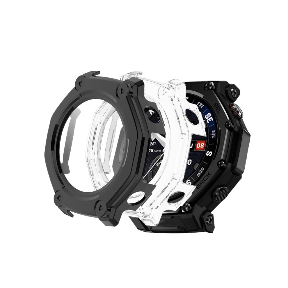 Hard Pc Case With 9H Tempered Glass Fullcoverage Screen Protector 2 Pack For Amazfit Trex 3 Pro 48Mm Black 9073542378198