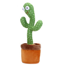 Dancing Cactus Toy with Talking and Singing, Voice Mimicry, LED Lights, USB or Battery Powered