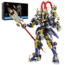 Mech Robot Building Kit 1448Piece Hero Warrior Mecha with Weapons Electroplated Metallic Finish