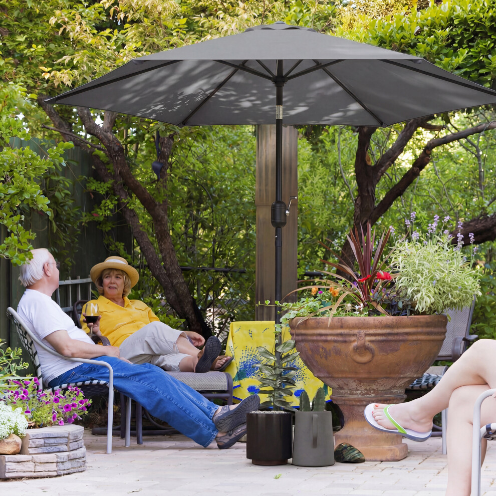 Outsunny 2.6M Garden Parasol Umbrella With Aluminium Pole, Tilt, Crank
