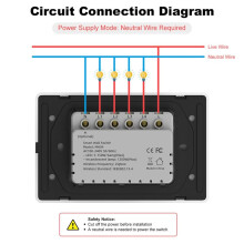 Tuya ZigBee Neutralleiter Optional Intelligenter US-Wandtaster Lichtschalter AC100-240V für Alexa 4Gang