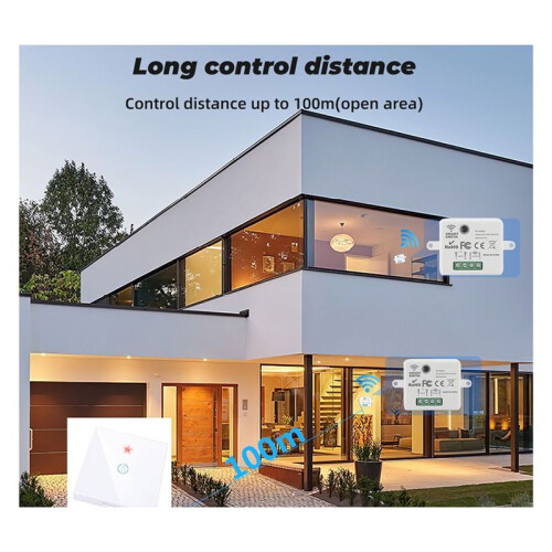 Home Touch  Light Electrical 433Mhz Remote Control Wall Panel Button Receiver Led Lamp 3 Gang