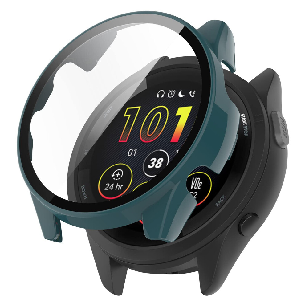 Case With Tempered Glass Screen Protector, Scratchresistant Full Coverage For Garmin Forerunner 165 Green 9169991100401