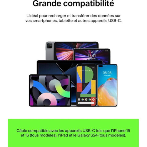 Belkin Cabo trançado - BELKIN - USB-C para USB-A - 1 m - Branco 2