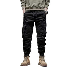 (M,Black)Men Pants Vintage Cargo Pants Trousers For Jogging