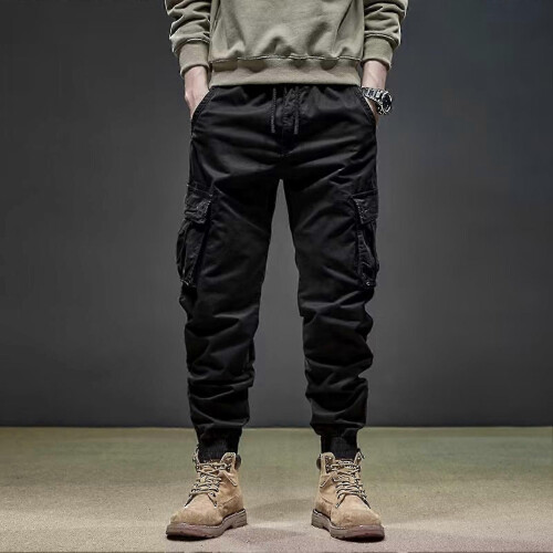 (XL,Grey)Men Pants Vintage Cargo Pants Trousers For Jogging 2