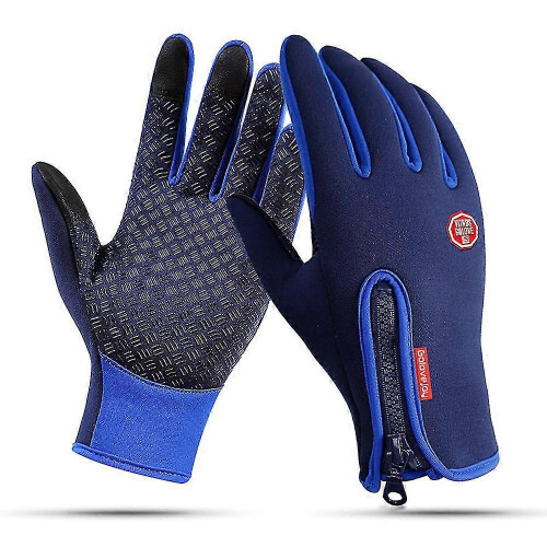 (MOrange)Winter Warm Windproof Waterproof Anti-slip Thermal Touch Screen Gloves Zipper 2