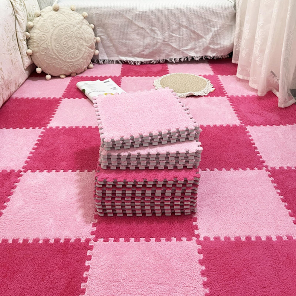 Plush Foam Floor Tiles 48pcs 30x30cm, Soft Interlocking Mats with Cushioned Washable Surface