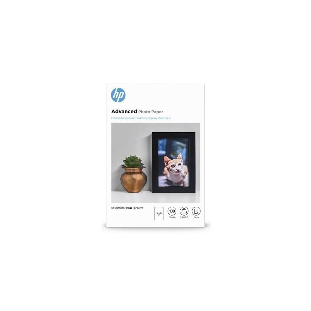 Hp Advanced Glossy Photo Paper 10 X 15Cm Borderless 250Gsm (Pack Of 100) Q8692a White