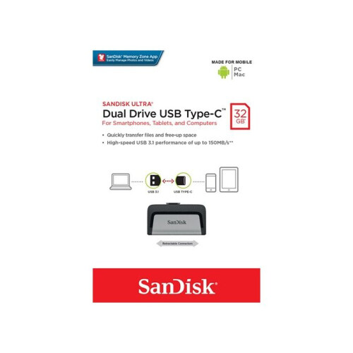 SanDisk Chave Dupla Conectividade USB Tipo-C Sandisk Ultra Dual Drive 32 Go 2
