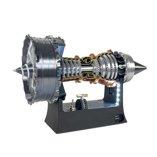 TR900 Turbofan Engine Model 25cm with Light, Adjustable Speed 3D Printed Aircraft Engine Display