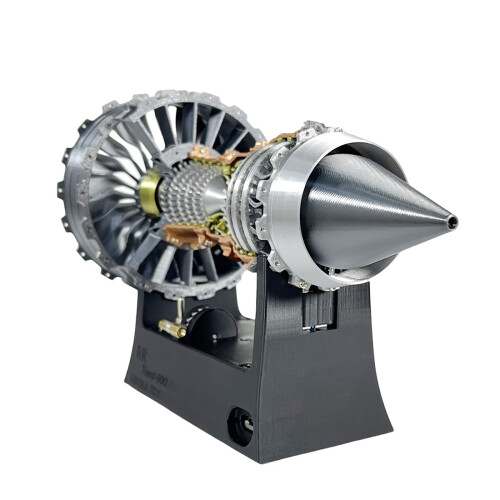 TR900 Turbofan Engine Model 25cm with Light, Adjustable Speed 3D Printed Aircraft Engine Display 1