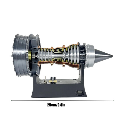 TR900 Turbofan Engine Model 25cm with Light, Adjustable Speed 3D Printed Aircraft Engine Display 2