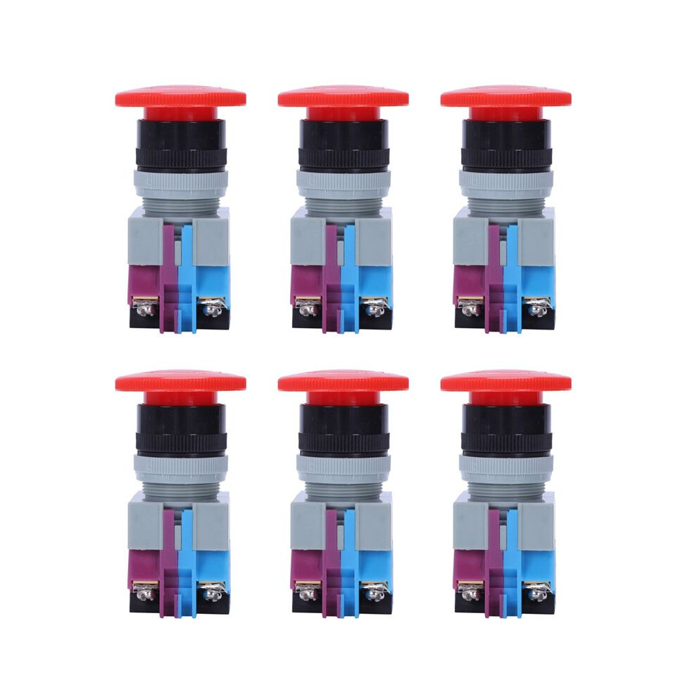 6X Ac 600V 10A Mushroom Emergency Stop Push Button 22Mm No Nc Red 4712722939549