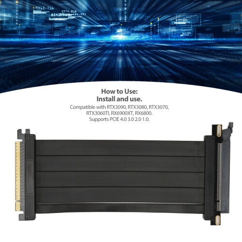 High-Speed PCIe 4.0 Riser Cable 20cm Flat 180 for RTX3080, 3090 2
