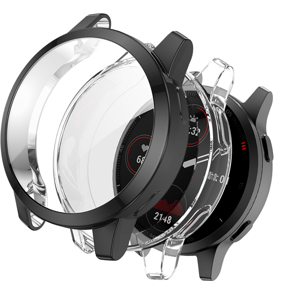Protective Case With Tempered Glass, Full Coverage Scratchresistant 2 Pack And Clear For Garmin Venu 2S/Vivoactive 4S Black 9169991101194