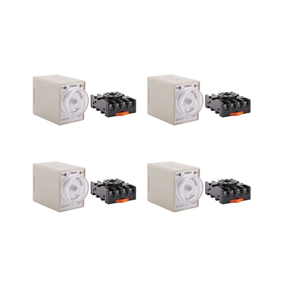 4X 12V 0-30 Seconds 30S Electric Delay Timer Timing Relay Dpdt 8P W Base 6033646946436
