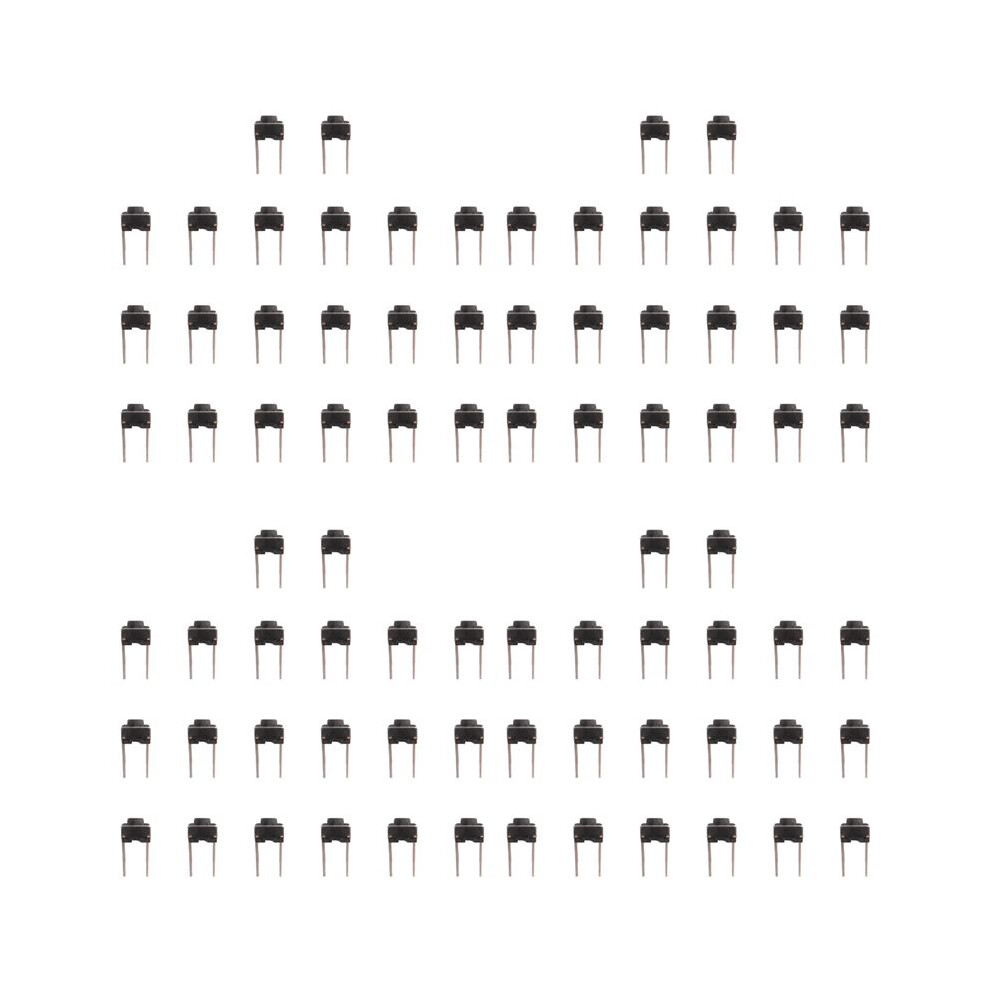 80 Pcs 6X6x5mm Momentary Tactile Tact Push Button 2 Pin Dip Through Hole 6032755251554