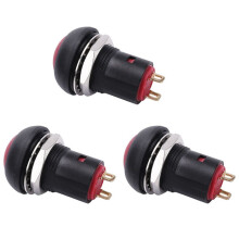 3X -Off Latching Waterproof 12mm Push Button SPST 2A IP67, Red