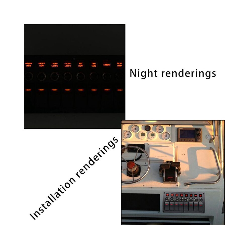 3X Boat Car Marine Rocker Panel 8 Gang 3Pin & Circuit Breaker Overload Protection Waterproof Led Panel 4711776820926