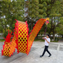 8m Red Dragon Dance Ribbon Poi with DoubleSided Head for Outdoor Chinese Performance