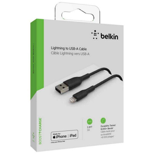 Belkin BELKIN - cabo - TRANÇADO A-LTG 1M, BLK - TRANÇADO A 1