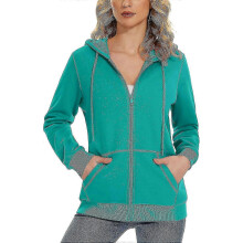 (Small,Vivid Green)Women's Fleece Hoodies Casual Lightweight French Terry Full Zip Hooded Jacket With Pockets