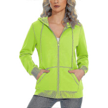 (Small,Yellow Green)Women's Fleece Hoodies Casual Lightweight French Terry Full Zip Hooded Jacket With Pockets