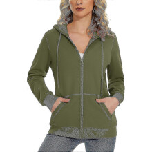 (Small,Army Green)Women's Fleece Hoodies Casual Lightweight French Terry Full Zip Hooded Jacket With Pockets