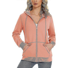 (Small,Apricot)Women's Fleece Hoodies Casual Lightweight French Terry Full Zip Hooded Jacket With Pockets