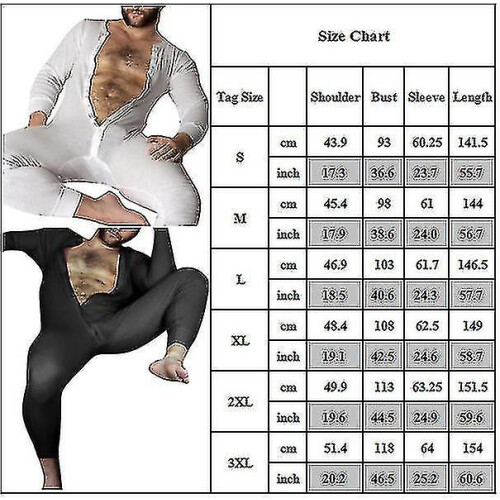 (M,Black)Men's One Piece Long Johns Night Pajama -y 2