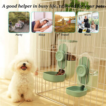 2X Hanging Automatic Pet Food Water Dispenser, Auto Gravity Pet Feeder and Waterer Set
