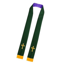 (Dark Green Pu rple)Double Side Clergy Stole Christian Communion Garment Church Shawl For Pastors Priests Adult Unisex Communion Event Sky Blue