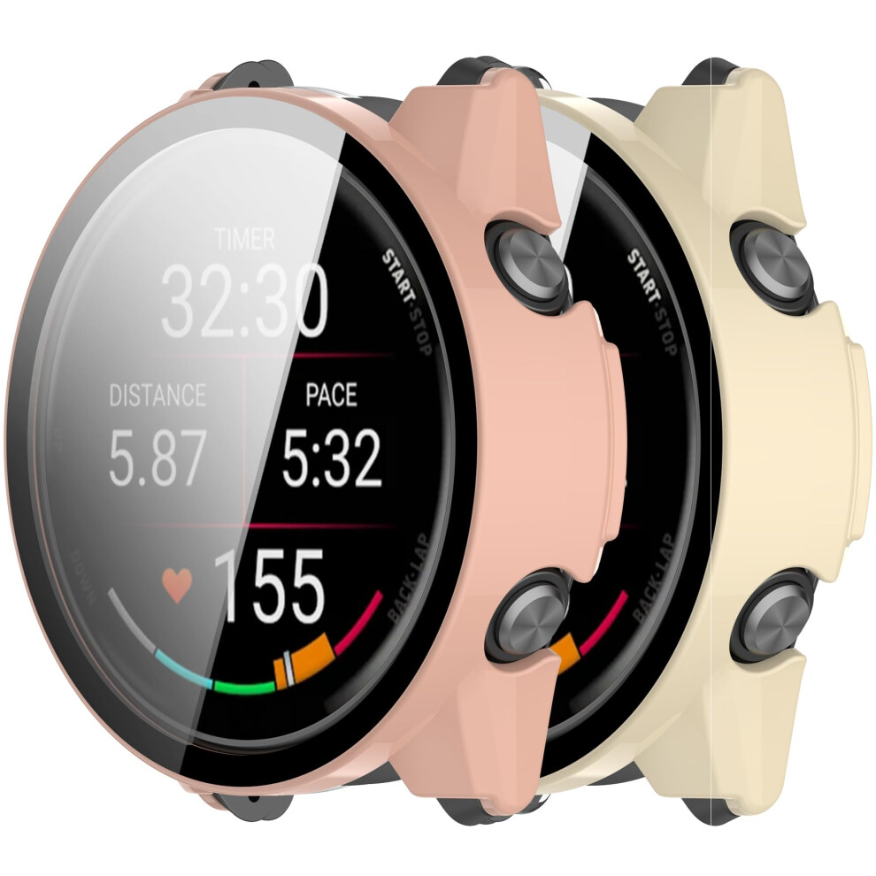 Case 47Mm Hard Pc Cover With Builtin Screen Protector 2Pack For Garmin Forerunner 945 Pink/White 9169991101934