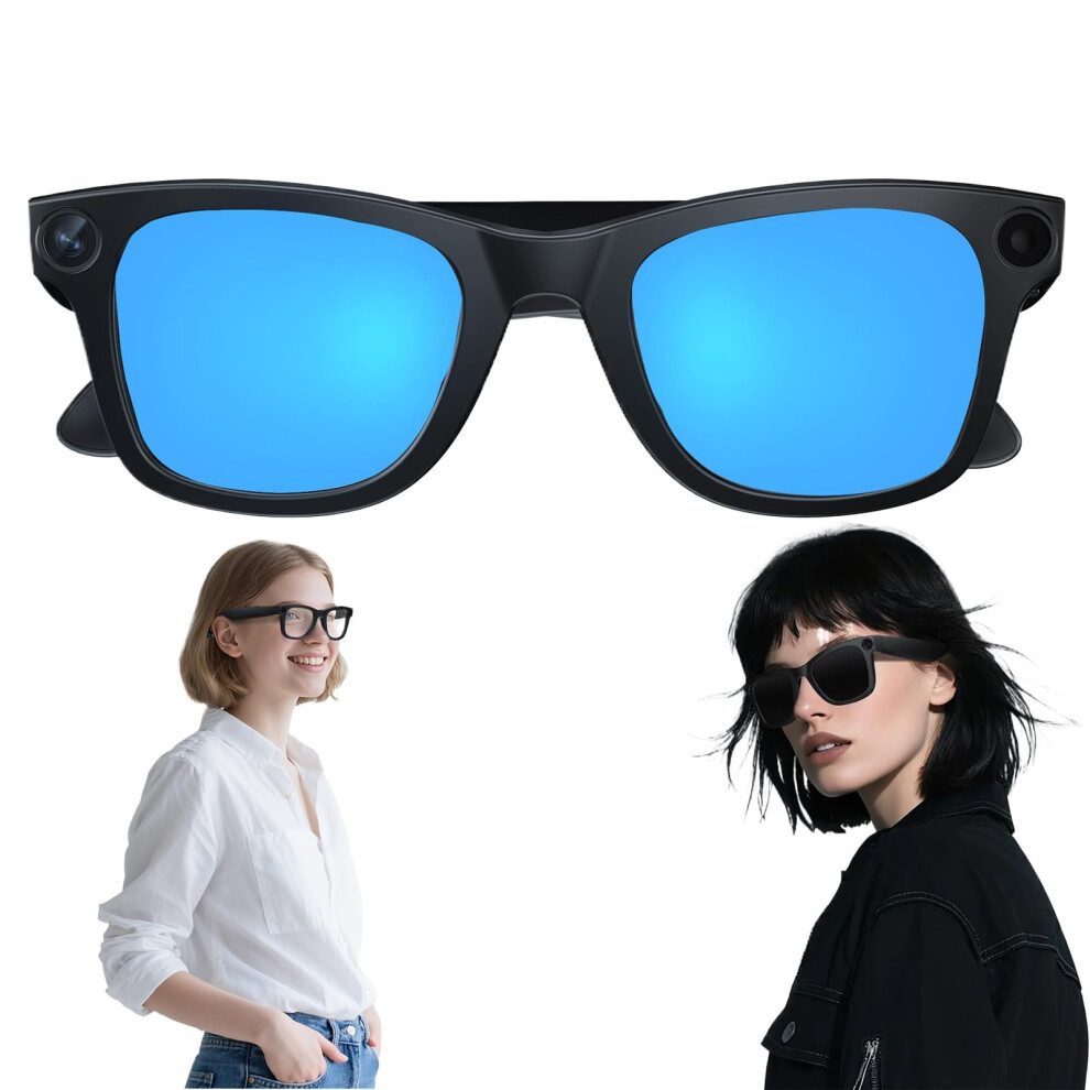 Hd 1080P Smart Camera Glasses With 8Mp Ultrawide Lens, Ai Voice Control, Tooth 5.3, Blocking, 8H Playtime – Blue/Light 9073542380511
