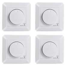 4X LED Dimmer , Flush-Mounted Dimmer for Dimmable LED and Halogen, 5-300 W Dimmer LED, Phase Control Dimmer