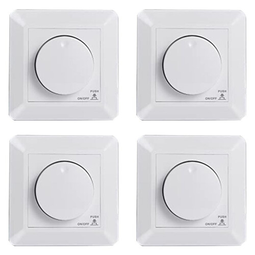 4X LED Dimmer , Flush-Mounted Dimmer for Dimmable LED and Halogen, 5-300 W Dimmer  LED, Phase Control Dimmer