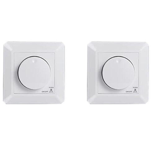 2X LED Dimmer , Flush-Mounted Dimmer for Dimmable LED and Halogen, 5-300 W Dimmer  LED, Phase Control Dimmer