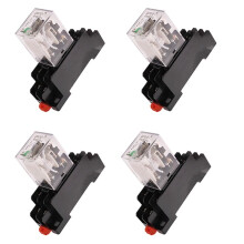 4X HH52P 24V Coil DPDT 8 Pins Electromagnetic Power Relay with DYF08A Base, Black+ Clear