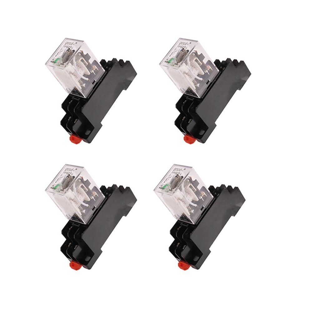 4X Hh52p 24V Coil Dpdt 8 Pins Electromagnetic Power Relay With Dyf08a Base, + Clear Black 6033601614387