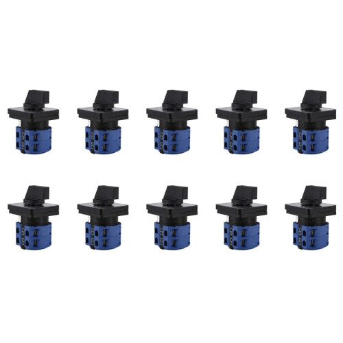 10X AC660V 25A 2-Pole 3-Position Momentary Plastic Rotary Changeover  +Black