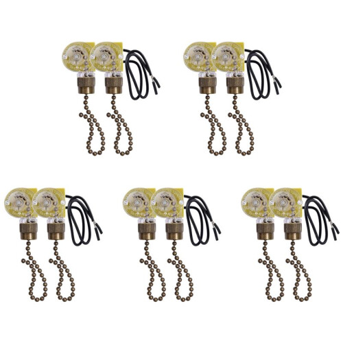 Ceiling Fan Light  Zing Ear ZE-109 Two-Wire Light  with Pull Cords for Ceiling Light Fans Lamps 10Pcs Bronze
