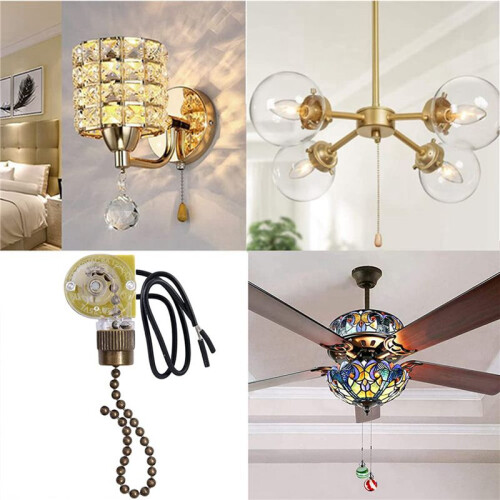 Ceiling Fan Light  Zing Ear ZE-109 Two-Wire Light  with Pull Cords for Ceiling Light Fans Lamps 10Pcs Bronze 1