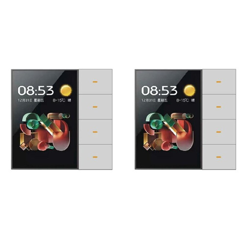2X Tuya Zigbee 3.5 Inch  Wall  Touch Screen 4 Groups  8-Way Scene  Sensor Dimming  B