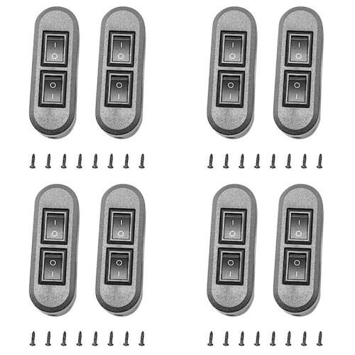 8x Embedded Wire  Black Duplex  Straight-Through Rocker  Suitable for Dual-Control Desk Lamp