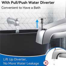 5X Tub Spout,5 1/4 Inches Reach Wall Front Mount with Shower Diverter 1/2In IPS Inside Thread Bathtub Faucet Spout