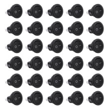 30Pcs SPST Black Button /Off Round Rocker  AC 6A/250V 10A/125V
