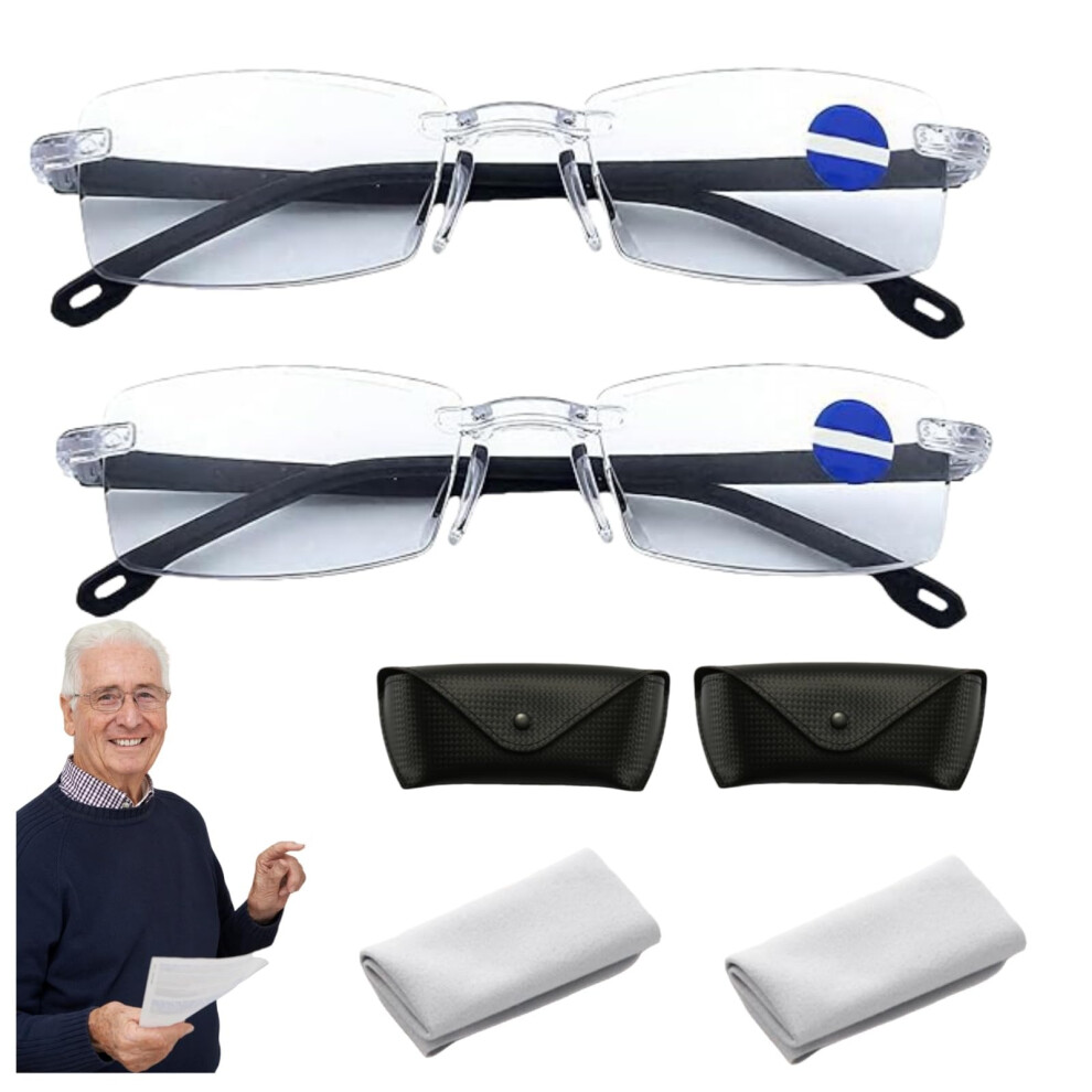 Blue/Light Smart Autofocus Glasses Blocking Sunadaptive Lenses +150 Reading 2Pcs Set